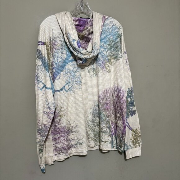 Lily by Firmiana Lightweight Hoodie Tree Print Pullover Long Sleeve Yellow 1X - Picture 3 of 6